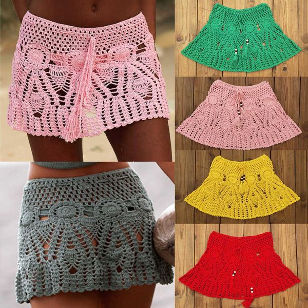 

8-color hand crochet beach bikini skirt swimsuit bandage bathing suits pad