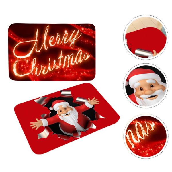 

2pcs christmas anti-skid flannel mats bathroom mats floor for l xmas home bathroom