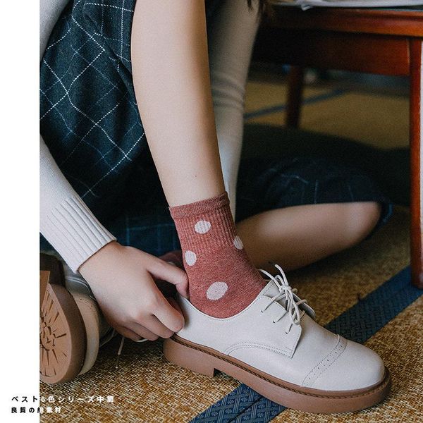 

women socks 1 pair 2020 new autumn fashion casual dots solid cotton comfortable elastic cute socks women korea style, Black;white