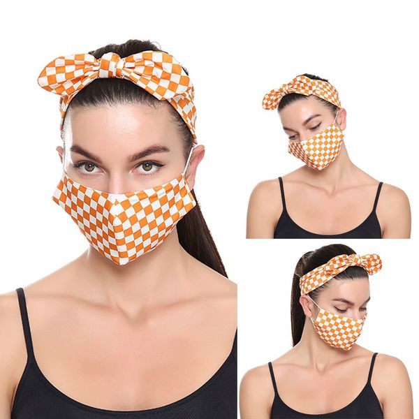 

dhl shipping headbands with buttons face mask protect ears elastic wide plaid headdress twisted criss cross head wrap 6 styles kimter-z46a