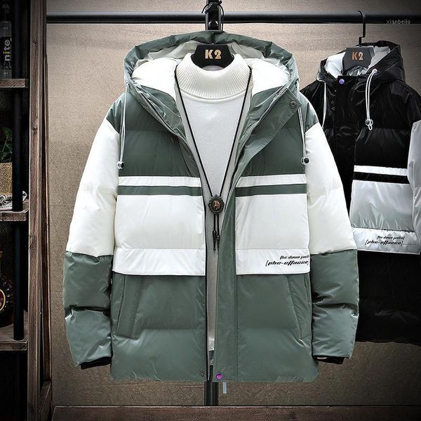 

2020 autumn & winter new korean arrival loose plus size thickening warm all-match casual men hooded down jacket, Black