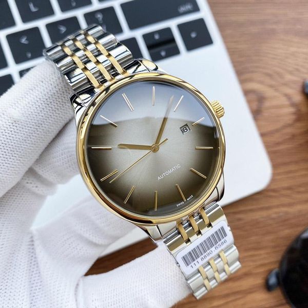

brand steel band watch mens retro automatic mechanical watch designer calendar waterproof watch mens casual sports watches x, Slivery;brown