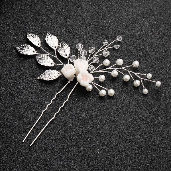 

handmade wedding flower hairpins silver color bride hair pins jewelry for women crystal headpiece accessories, Golden;silver