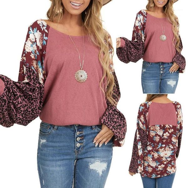 

corset blouse for women's fashion casual floral print round neck long sleeve loose shirt blouse for women 2020 shirt1, White