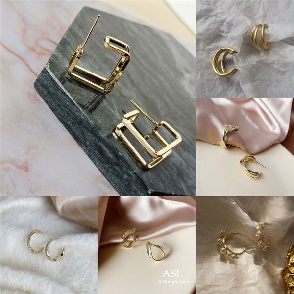 

slyg new arrival small white purple crystal earrings mystic cz earring for girl elegant pentagram z zircon earrings wedding party, Golden