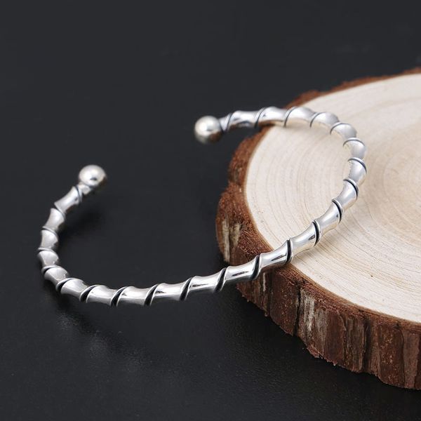 

new fashion retro original single design men and women sterling silver retro jewelry open bracelet simple ing, Red;brown