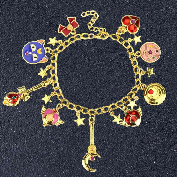 

bangle sg anime sailor moon shielded star charms bracelets cardcaptor sakura magic girls jewelry costume accessories, Black