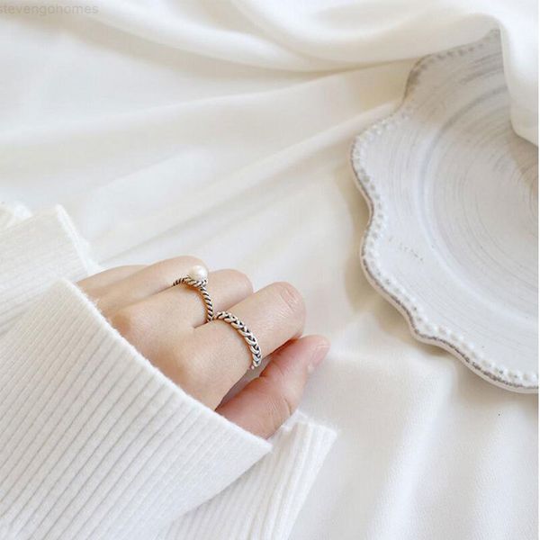 

opening 925 pearl jewelry silver rope woven rings for women anillos (16mm)s-r168, Golden;silver