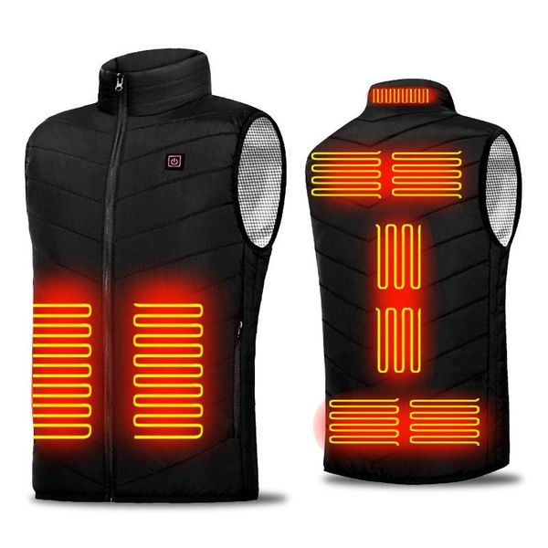 

outdoor t-shirts 2/4/9 places usb heated vest men women electric heating jacket smart thermal clothing winter hunting camping hiking apparel, Gray;blue