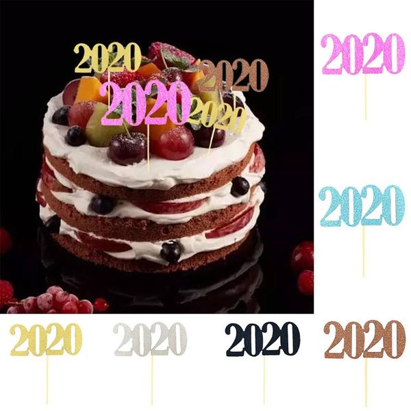 

2020 holiday cake placard baking flag christmas number english flag 24pcs cake er cupcake dessert decor supplies l0903
