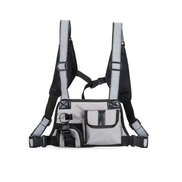 

hip hop tactical vest multifunction chest bag men women waist bag reflective shoulder strap vest nylon street style chest rig t200113