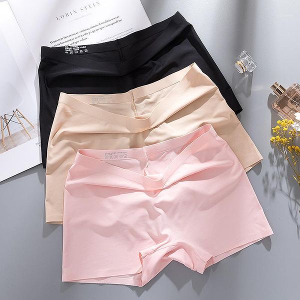 

fashion women's ice silk safety shorts invisible seamless boxer briefs underwear boyshort solid panties 2020 new black1, Black;pink
