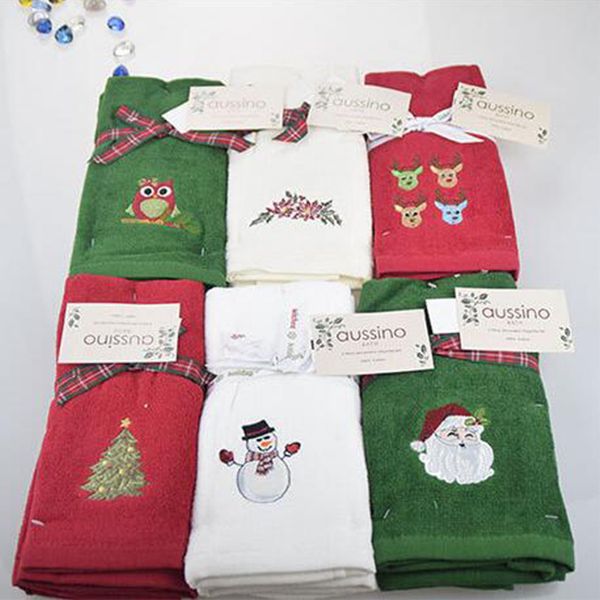 Nuovo asciugamano decorativo di lusso 3 pezzi regalo asciugamano natalizio pupazzo di neve ricamato asciugamano Babbo Natale strofinacci da cucina 201027