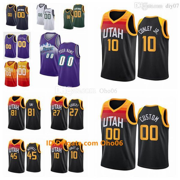 

custom utahs basketball jerseys donovan 45 mitchell mike 10 conley 44 bojan bogdanovic city rudy 27 gobert edition swingmans jersey black, Black;red
