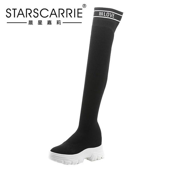 

boots women's high knee shoes autumn 2021 european and american long elastic, Black