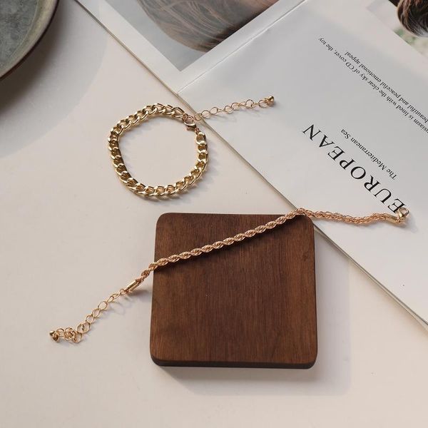 

chain punk thick twine bracelet retro rope alloy cool hip hop women jewelry fashion wholesale price, Golden;silver