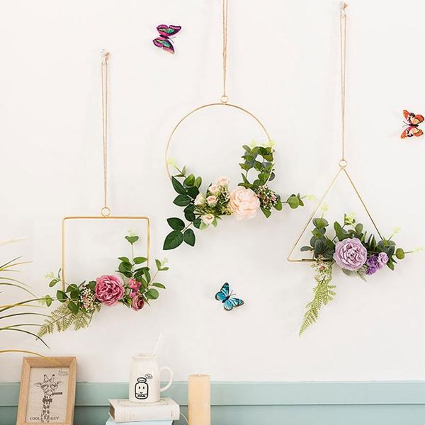 

nordic simple artificial flower bamboo wreath home wall decoration pendant living room bedroom wall painting garland
