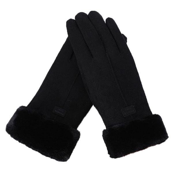 

новая мода женские перчатки осень зима милые пушистые теплые mitts полный палец варежки женщин на открытом воздухе женские перчатки экран jl, Black