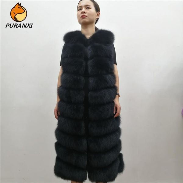 

natural real fur vest for woman coat real fur gilet waistcoat genuine jacket female long thick warm luxury 2019 new winter1, Black