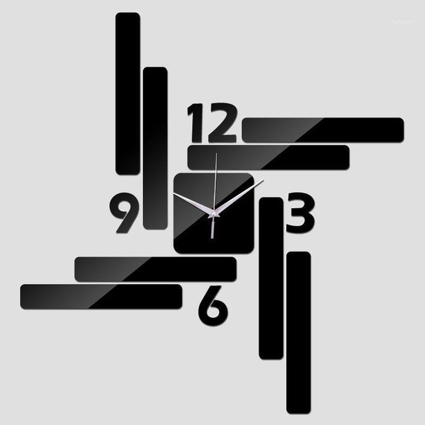 

fashion 3d wall clock mirror sticker diy living room simple watch room decoration meeting rectangular wall clock cb4216/101