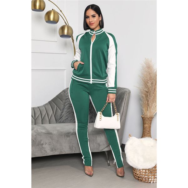 

women tracksuit patchwork color off shoulder long sleeves coat jacket pants leggings autumn winter two pieces sports suit s-xxl cz121101, Gray