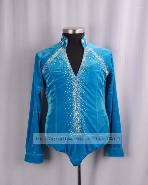 

2018 new arrival ballroom dancing man ballroom dance mens shirts latin/tango/rumba dancewear shirt bule velvet1, Black;red