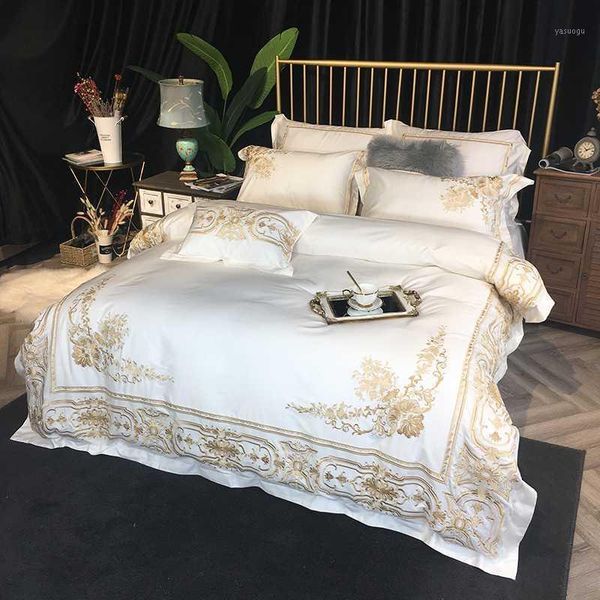 

embroidery bedding sets adults beddingset egyptian cotton bed linen duvet cover bed sheet pillowcase 4/7pcs sets1