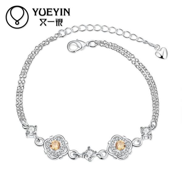 

silver plated jewelry charm chain bracelet silver-plating jewelry bracelet pulseras bijoux luxurious gift for anniversary, Golden;silver
