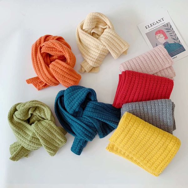 

children's ins scarf sle knitting korean new plain simple and versatile in winter, Red;brown
