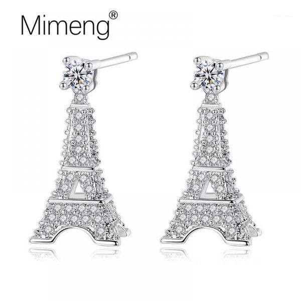 

stud mimeng fashion women earrings tokyo tower inlaid zircon creative personality boutique jewelry couple holiday gift1, Golden;silver