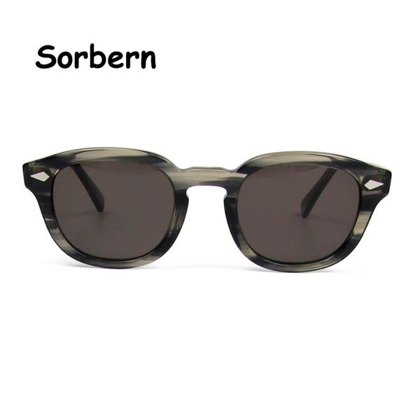 

fashion gray round sunglasses men retro acetate brand design rivet sun glasses for women driving eyewear shades for female uv400, White;black