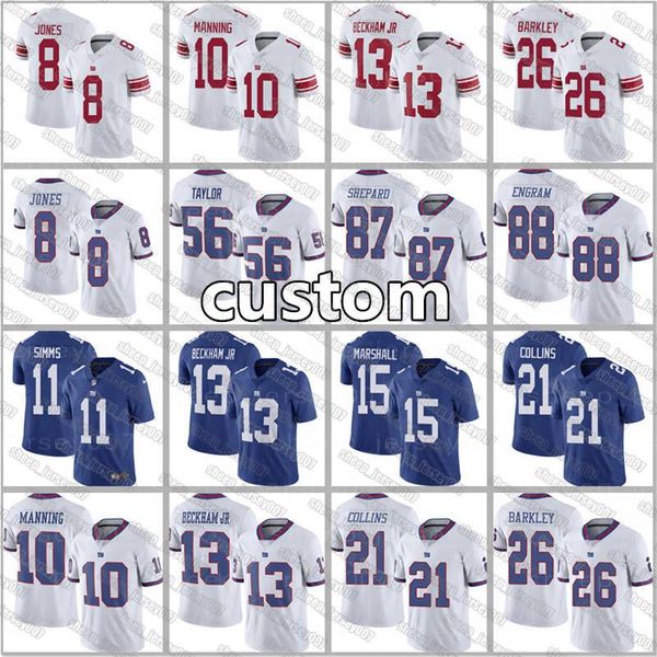

10 eli manning new york giants 8 daniel jones 26 saquon barkley men 15 brandon marshall collins sterling shepard stitched football, Black;red