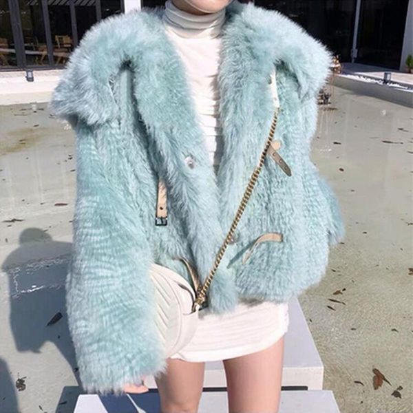 

women's fur & faux lucyever winter warm coat womens navy collar preppy style jackets woman leather buckle long sleeve female, Black