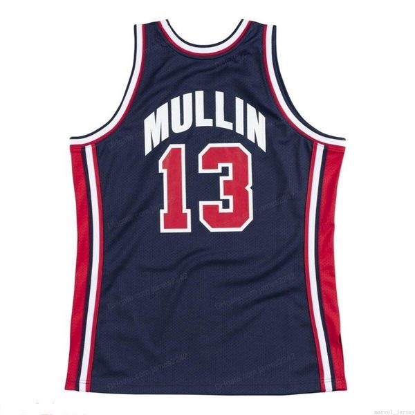 

retro custom chris mullin mitchell & ness basketball jersey men's blue stitched any size 2xs-5xl name and number ing, Black;red