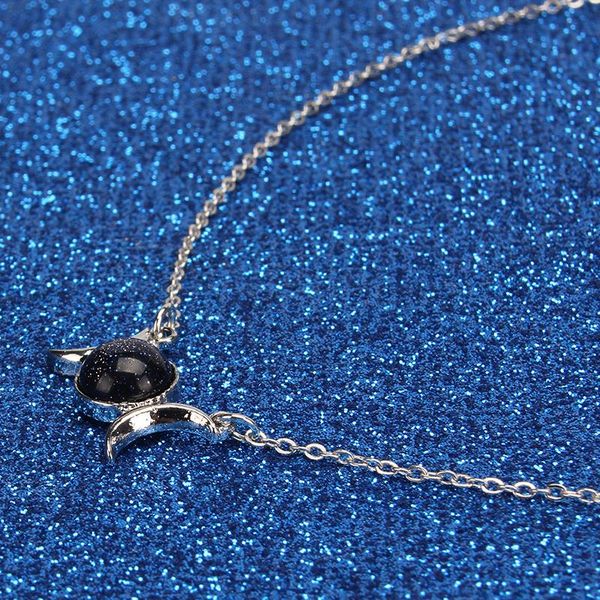 

new triple goddess moon symbol crescent pendant necklace opal healing crystal natural stone sailor moon pendant for women female, Silver