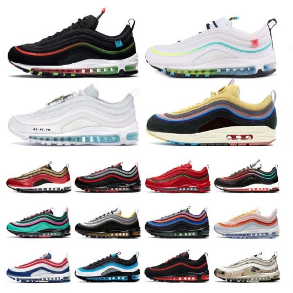 

2020 mens running shoes triple black white 97s reflective bred game royal men women sports sneakers 36-45