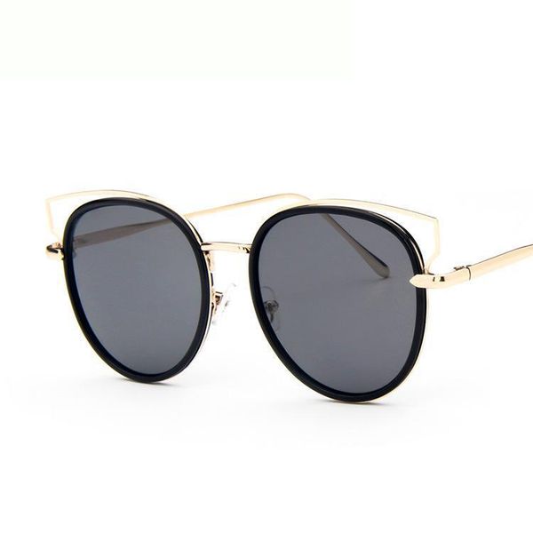 

fashion sunglasses women cat eye sunglasses famous lady brand designer twin-beams coating mirror glasses uv400, White;black
