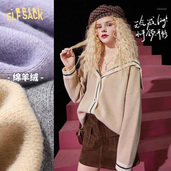 

2020 new european and american cashmere navy collar sweater cardigan women's autumn loose and lazy coat knitted sweater1, White