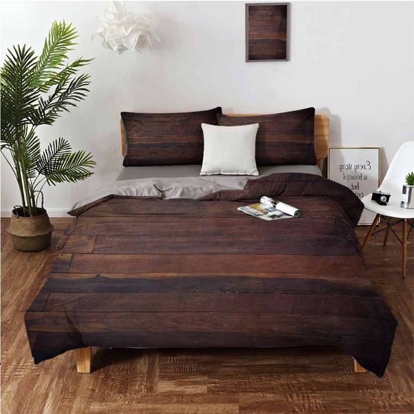 

aged weathered dark timber oak wooden planks floor image country life carpentrybedding 3-piece set