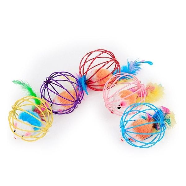 

pet supplies cat kitten toys funny pet cat kitten playing mouse rat mice ball cage toys home diameter 6cm