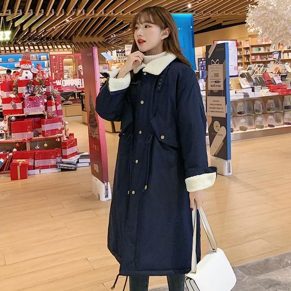 

women's down & parkas lambswool warm jacket for winter thick coat women fashion long oversize clothing snow wear, Black