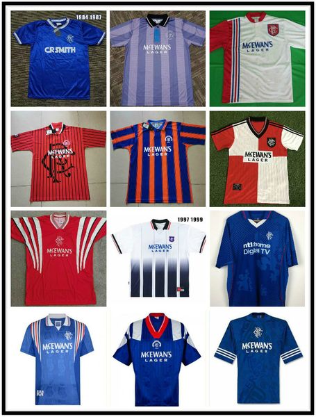 

1987 1990 1997 1999 glasgow rangers retro soccer jerseys 92/94 gascoigne laudrup #9 mccoist soccer shirts 96/97 albertz football uniforms, Black;yellow