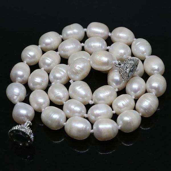 

white freshwater barrel rice natural pearl beads 7*8mm 11*13mm charms necklalce women jewelry 18inch b1457, Silver