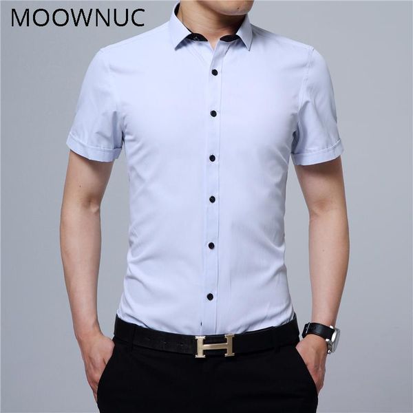 

brand shirts fashion short sleeves smart casual shirt summer men male moownuc high-quality men mwc slim fit thin section solid, White;black