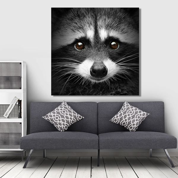 

modern animal black and white cute racoon oil painting on canvas posters and prints cuadros wall art pictures for living room