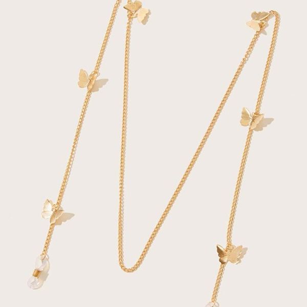 

2020 gold color butterfly eyeglass chain non slip sunglasses cord reading glasses strap eyewear cord women's glasses accessories h bbyl