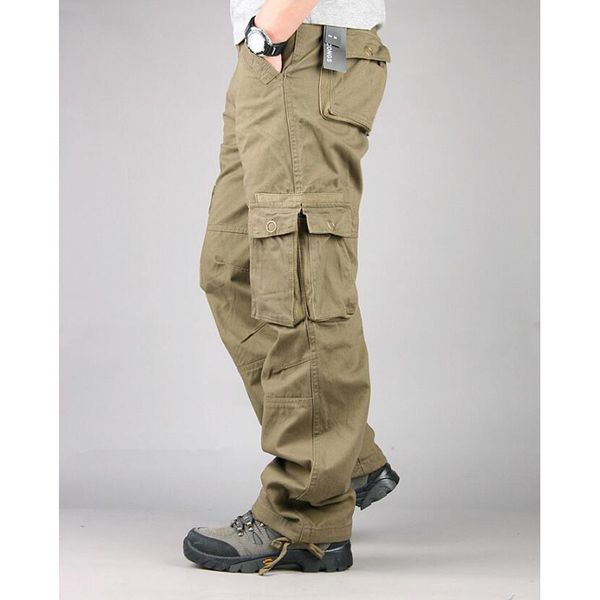 

2021 new brands of men cargo pants release man plus outdoor pockets large-size overalls 30 32 34 36 38 40 cenk, Black