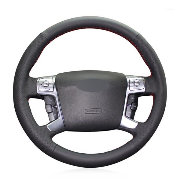 

black genuine leather car steering wheel cover for mondeo 4 2007-2012 s-max 20081