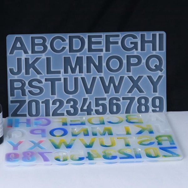 DIY Epoxy Resina Molde Artesanal Carta De Cristal Silicone Molds Alfabeto Número de Casting Molde de Jóias Fazendo Ferramenta Artesanato Acessórios YG685