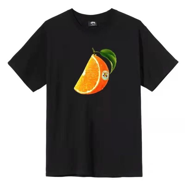 

short sleeve t-shirts new summer orange print hip hop streetwear tee male female t-shirts crew neck couples wear, White;black